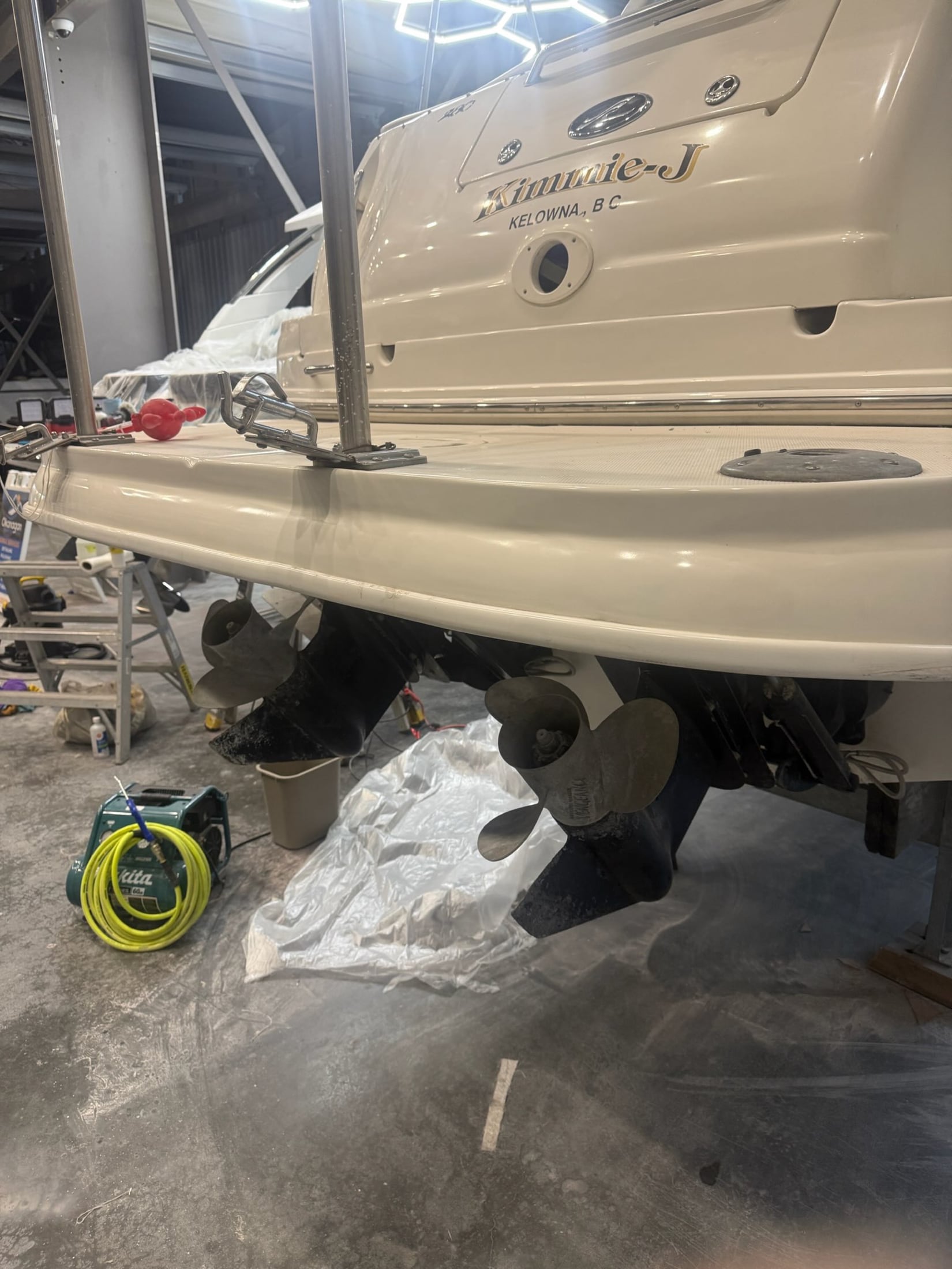 Refinished stern platform from a Waterline Marine Cosmetics project