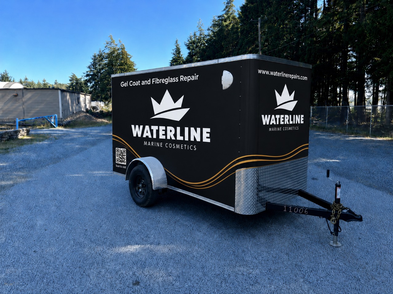 Waterline Marine Cosmetics branded mobile repair trailer